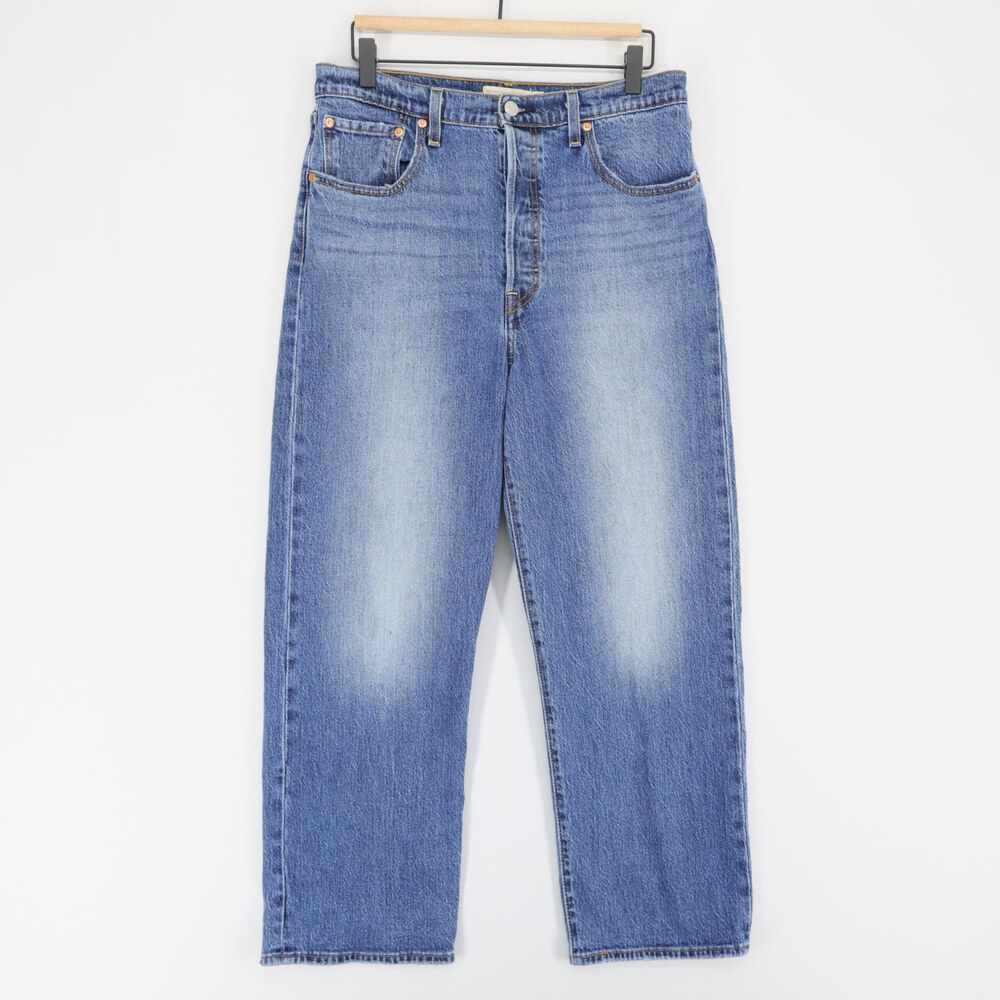 Levis Ribcage Jeans Womens 31x27 Blue High Rise Straight Leg Button Fly Stretch